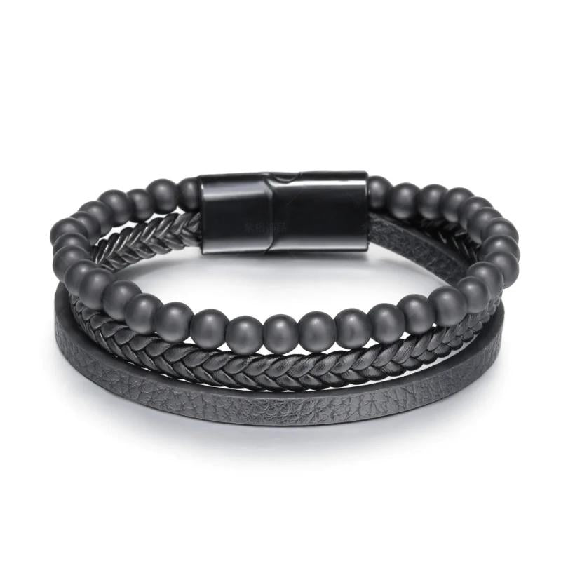 Hand Braided Leather Natural Tiger Eye Stone Bracelet