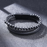 Hand Braided Leather Natural Tiger Eye Stone Bracelet