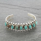 Vintage Green Stone Bracelets Open Adjustable Bangles Bohemian Party Jewelry