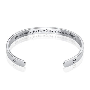 Titanium Steel Lettering Cuff Bracelet & You Are Loved