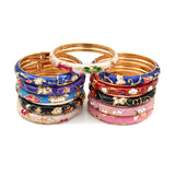 Floral Cloisonne Bracelets Colorful Flower Enamel Bracelet Bangles
