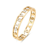 Silver Rose Cuff Charm Bangles Jewelry Crystal Stone