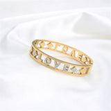 Silver Rose Cuff Charm Bangles Jewelry Crystal Stone