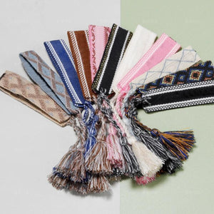 Letter Embroidery Braided Bracelet with Tassel