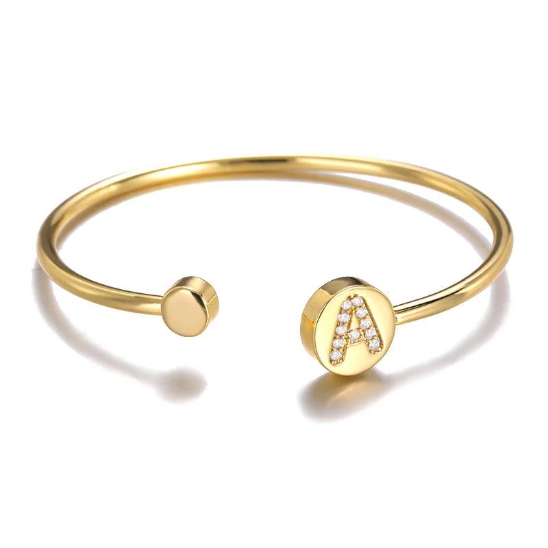 Initial Bangle Jewelry Zircon Letters Alphabet Cuff Bangles & Bracelets