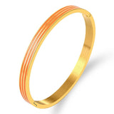 Orange Resin Bracelet Stainless Steel Cuff Bangle for Women