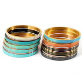 Orange Resin Bracelet Stainless Steel Cuff Bangle for Women