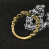 Brass Dragon Head Bangle Bracelet Retro Punk Style Solid Copper Animal Jewelry