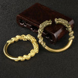 Brass Dragon Head Bangle Bracelet Retro Punk Style Solid Copper Animal Jewelry