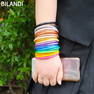 Colorful Plastic Silicone Bangle Bracelet for Women Party Gift