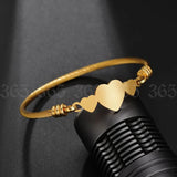 Stainless Steel Three Heart Cuff Bracelet Silver Lady Girl Heart Bangle