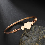 Stainless Steel Three Heart Cuff Bracelet Silver Lady Girl Heart Bangle