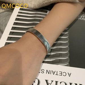 Vintage Stripe Silver Bracelet Bangles for Women
