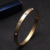 Crystal Love Bangle Plated Cuff Charm Bracelet