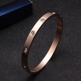 Crystal Love Bangle Plated Cuff Charm Bracelet
