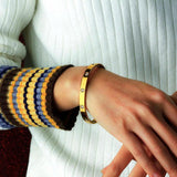 Crystal Love Bangle Plated Cuff Charm Bracelet