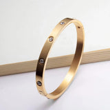 Crystal Love Bangle Plated Cuff Charm Bracelet