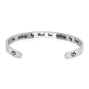 Not Sisters By Blood But Sister By Heart Cuff Bracelet
