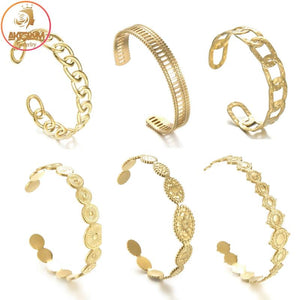 Akizoom Hollow Stainless Steel Snake Bangle Bracelet