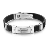 Jesus Cross Bracelet Metal Leather Men's Bracelet