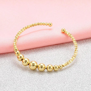 Bead Open Bangle Fine Cuff Bracelet for Women Girl Party Jewelry