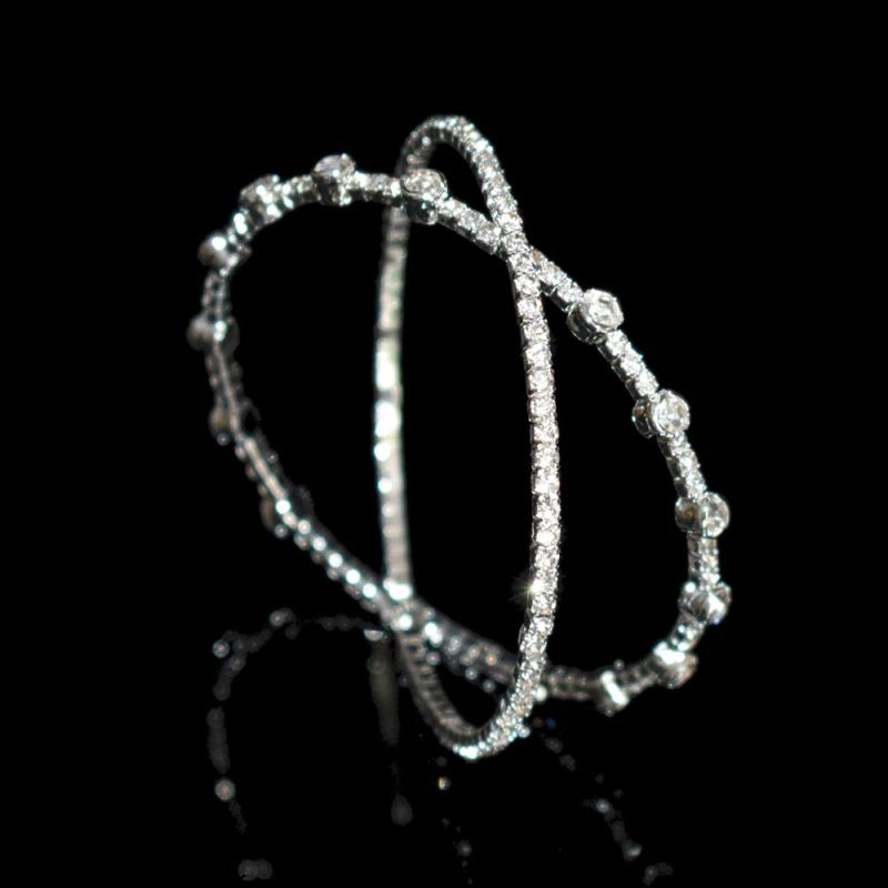 Geometric Rhinestone Wide Cuff Bracelet Wedding Party Gift