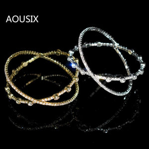 Geometric Rhinestone Wide Cuff Bracelet Wedding Party Gift