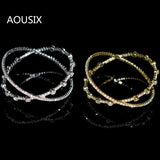 Geometric Rhinestone Wide Cuff Bracelet Wedding Party Gift