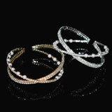Geometric Rhinestone Wide Cuff Bracelet Wedding Party Gift