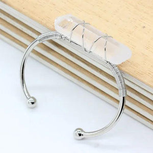 Natural Stone Clear Quartz Bangles Open Cuff Bracelet