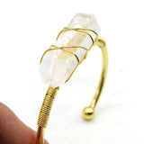 Natural Stone Clear Quartz Bangles Open Cuff Bracelet