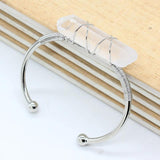Natural Stone Clear Quartz Bangles Open Cuff Bracelet