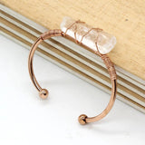 Natural Stone Clear Quartz Bangles Open Cuff Bracelet