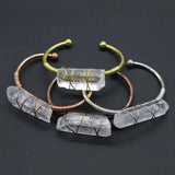 Natural Stone Clear Quartz Bangles Open Cuff Bracelet