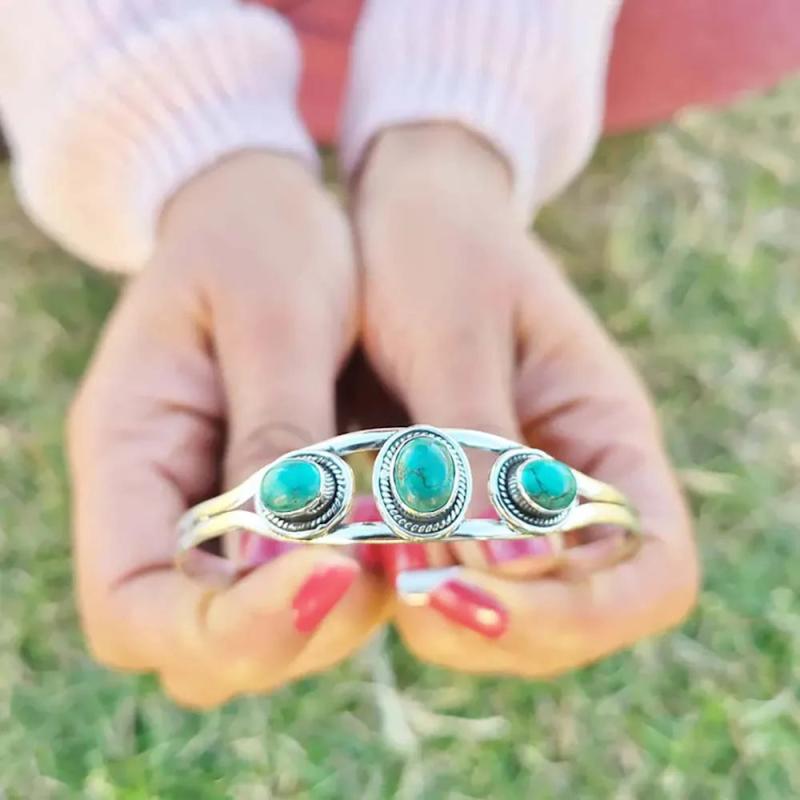 Boho Green Natural Stones Bracelet Vintage Charms Party Gift Female Accessories