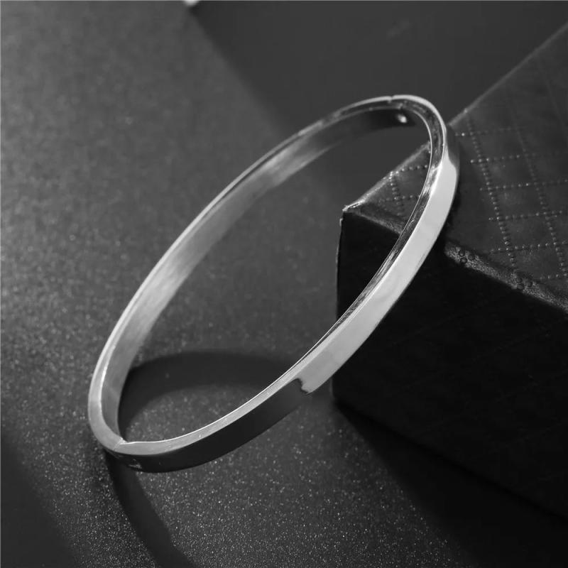 Stainless Steel Bangle Bracelet Minimalist Cuff Jewelry