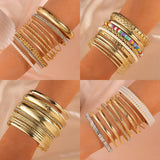 Geometric Metal Bangles with Pearls and Rhinestones Hand Chains