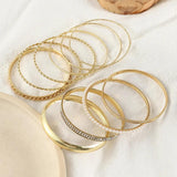 Geometric Metal Bangles with Pearls and Rhinestones Hand Chains