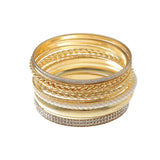 Geometric Metal Bangles with Pearls and Rhinestones Hand Chains