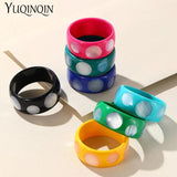 Colorful Resin Big Cuff Bangles For Women Wide Geometric Round Bangle
