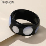 Colorful Resin Big Cuff Bangles For Women Wide Geometric Round Bangle