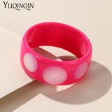 Colorful Resin Big Cuff Bangles For Women Wide Geometric Round Bangle