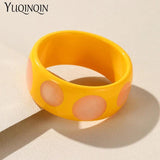 Colorful Resin Big Cuff Bangles For Women Wide Geometric Round Bangle