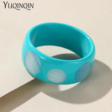 Colorful Resin Big Cuff Bangles For Women Wide Geometric Round Bangle