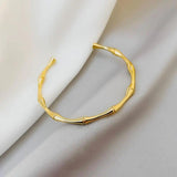 Bamboo Joint Cuff Bracelet Stainless Steel Women Charm Party Gift