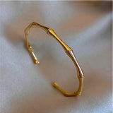 Bamboo Joint Cuff Bracelet Stainless Steel Women Charm Party Gift