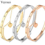 Crystal Heart Charm Wrap Cuff Bangles for Women