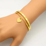 Crystal Heart Charm Wrap Cuff Bangles for Women