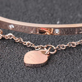 Crystal Heart Charm Wrap Cuff Bangles for Women