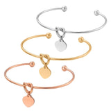 Heart Knot Bangle Cuff Stainless Steel Heart Bracelet 2mm Thickness